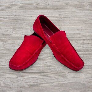 BURBERRY Red Suede Shoes Driving Mocs Loafers Size 40 / 9